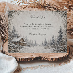 Carte De Remerciements Œuvre d'art rustique de la forêt enneigée