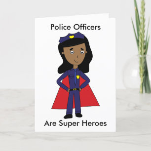 Carte De Remerciements Officier de police Femme Black Super Hero Personna