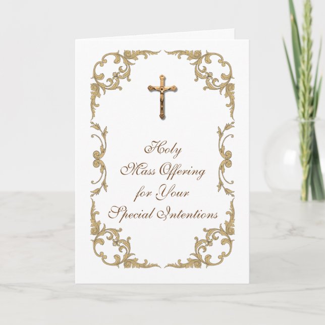 Carte De Remerciements Offre de masse Gold Crucifix Anniversaire (Devant)