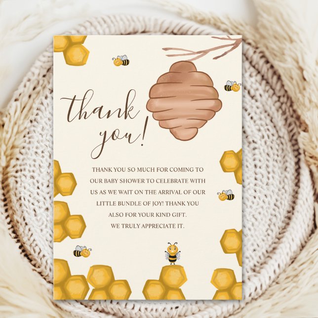 Carte De Remerciements Oh Babee Bee Themed Neutral Baby Shower (Créateur téléchargé)
