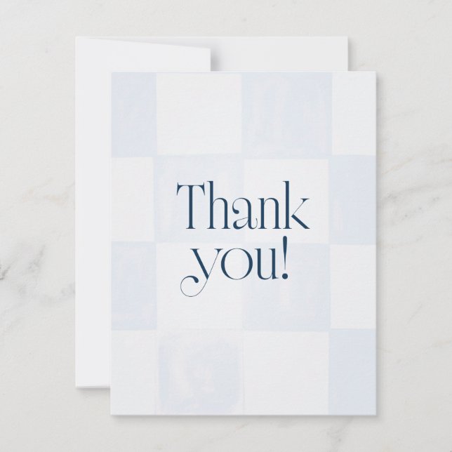 Carte De Remerciements Oh Baby Modern Blue Checkered Baby Shower (Devant)