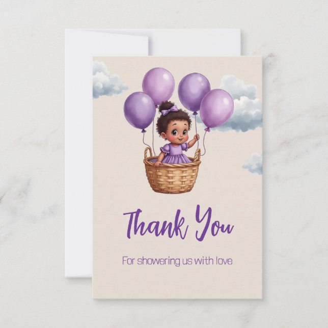 Carte De Remerciements Oh Baby Shower Purple (Devant)