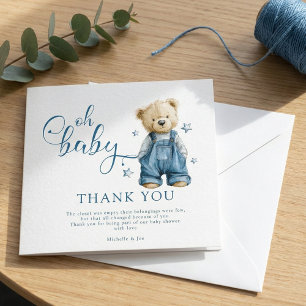 Carte De Remerciements Oh Bébé   Bébé en Jean Bleu Fête de Naissance
