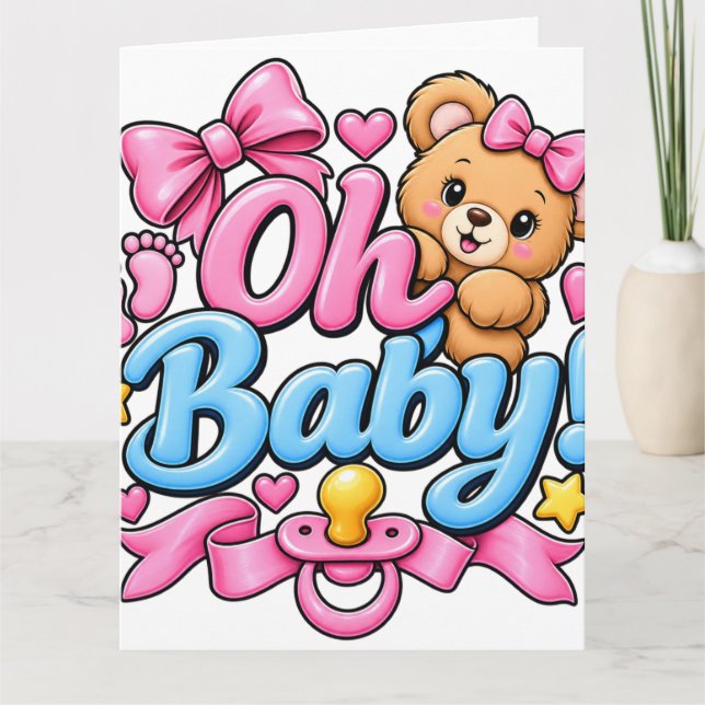 Carte De Remerciements Oh Bébé ! Conception de célébration de Baby Shower (Devant)