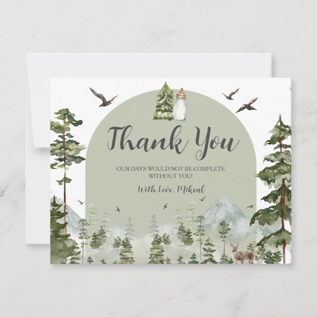 Carte De Remerciements Oh Boy Adventure Pine Forest Baby shower de Noël (Devant)