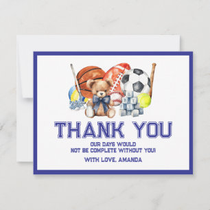 Carte De Remerciements Oh Boy ALL STAR SPORT Baby Shower