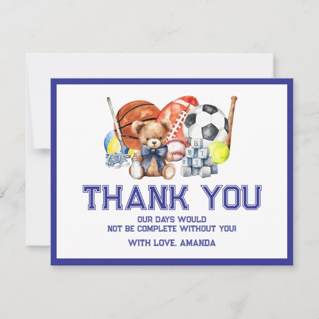 Carte De Remerciements Oh Boy ALL STAR SPORT Baby Shower (Devant)