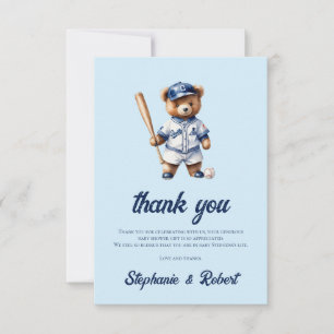 Carte De Remerciements Oh Boy Baseball  Baby Shower Ourson Mignon