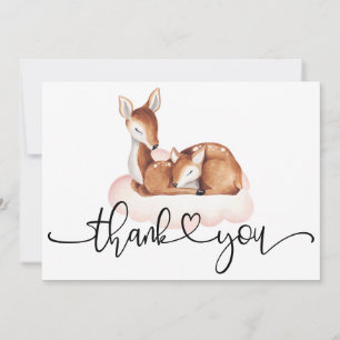 Carte De Remerciements Oh Deer Baby shower aquarelle rose nuage