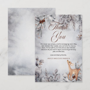 Carte De Remerciements Oh Deer Rustic Winter Floral Baby shower