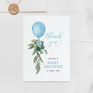 Carte De Remerciements Oh Garçon Ballon Bleu Verdure Baby Shower