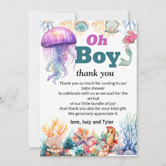 Carte De Remerciements oh garçon sous la mer bébé garçon douche