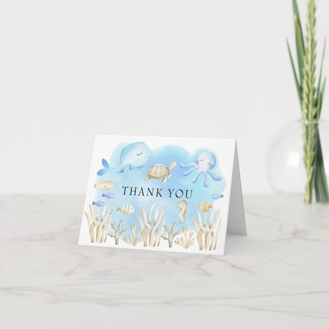Carte De Remerciements Oh garçon sous le Baby shower de filles de la mer  (Devant)