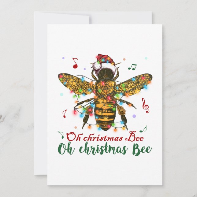 Carte De Remerciements Oh Joyeux cadeau d'abeille de Noël (Devant)