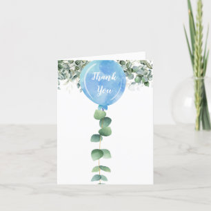 Carte De Remerciements Oh mon garçon ballon vert baby shower eucalyptus