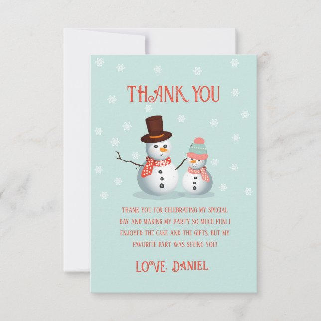 Carte De Remerciements Oh Quel Amusant Snowman Anniversaire (Devant)