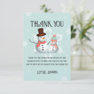 Carte De Remerciements Oh Quel Bonhomme de Neige Anniversaire