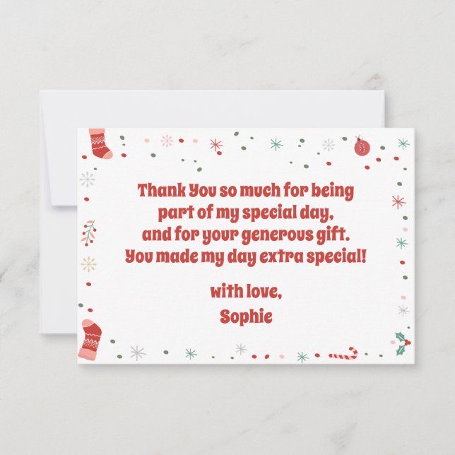 Carte De Remerciements Oh quel plaisir anniversaire de Noël (Devant)