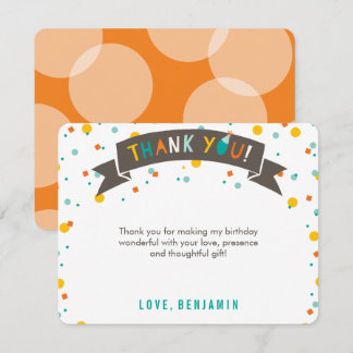 Carte De Remerciements Oh Quelle Fête Confettis Colorés 1er Anniversaire