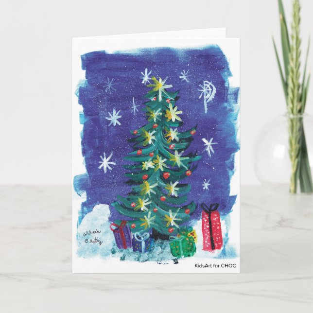Carte De Remerciements Oh Sapin de Noël - Dessins d'Enfants pour CHOC (Devant)