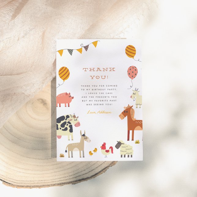 Carte De Remerciements Oink Baa Quack Moo Farm Animals Birthday Party (Créateur téléchargé)