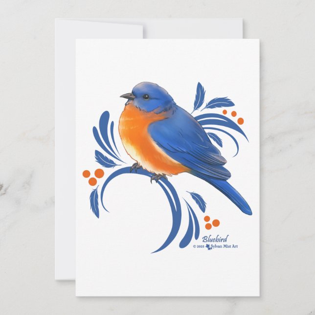 Carte De Remerciements Oiseau bleu (Devant)