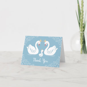 Carte De Remerciements Oiseau de Baby shower de cygne avec la Couronne Co