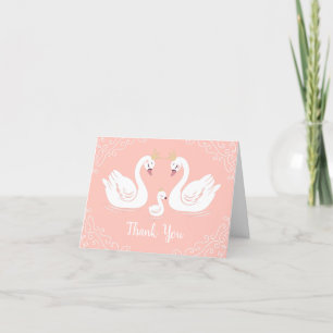 Carte De Remerciements Oiseau de Baby shower de cygnes avec la coEd de la