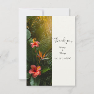 Carte De Remerciements Oiseau de Paradis Photo de mariage tropical Hawaï