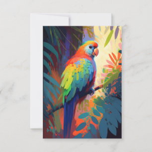Carte De Remerciements Oiseau de perroquet animal portrait peinture Faune