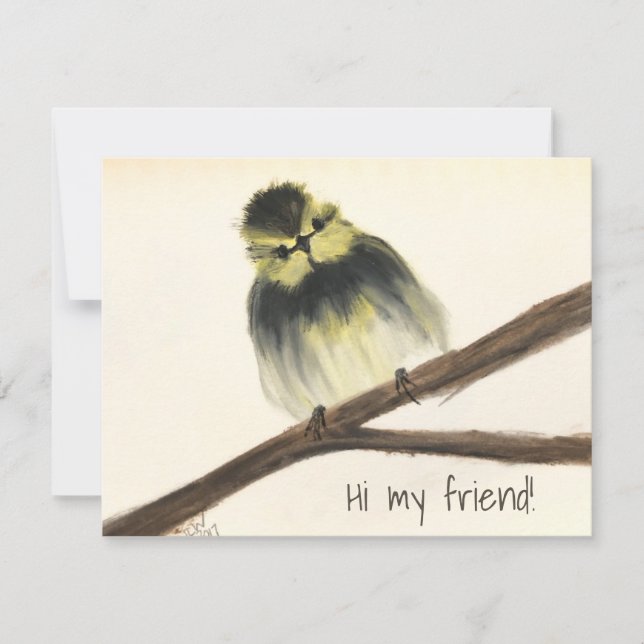 Carte De Remerciements Oiseau jaune sur la branche Note Card "Bonjour mon (Devant)