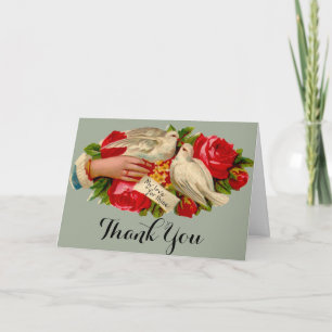 Carte De Remerciements Oiseaux Antiques Amour Victorien Colombe Art Class