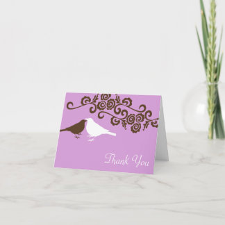 Carte De Remerciements Oiseaux de l'amour violet photo personnalisée mari