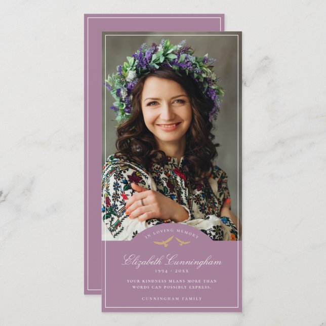 Carte De Remerciements Oiseaux funéraires commémoratifs Monogramme classi (Devant / Derrière)