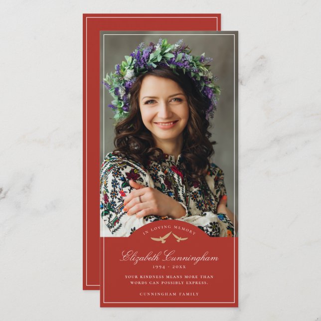 Carte De Remerciements Oiseaux funéraires commémoratifs Monogramme classi (Devant / Derrière)