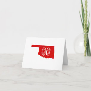 Carte De Remerciements Oklahoma Rouge Blanc Vigne Monogramme Fond DIY Sv