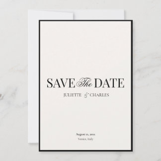 Carte De Remerciements Old Money Black & White | Save The Date White Card
