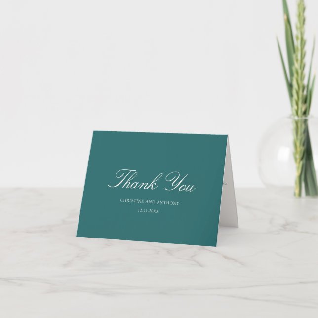 Carte De Remerciements Old Money Teal Classic Wedding (Devant)