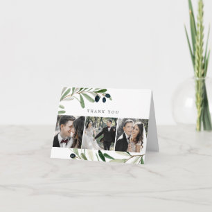 Carte De Remerciements Olive Branch 3 Photo Thank You Card