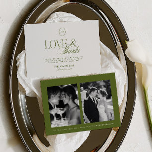 Carte De Remerciements Olive Green Amour & Remerciements 2 Photo Mariage 