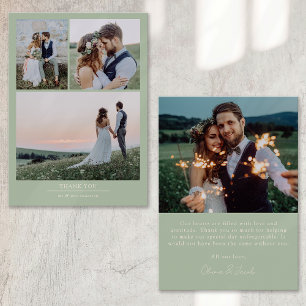 Carte De Remerciements Olive Green Minimalist 4 Mariage photo