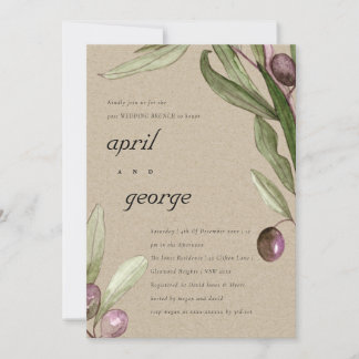 CARTE DE REMERCIEMENTS OLIVE RUSTIQUE KRAFT FAUNE APRES-MARIAGE INVITATIO
