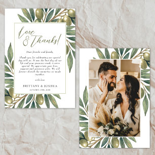 Carte De Remerciements Olive Theme Mariage Photo