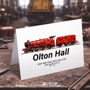 Carte De Remerciements Olton Hall Train à vapeur Vintage Anglais Locomoti