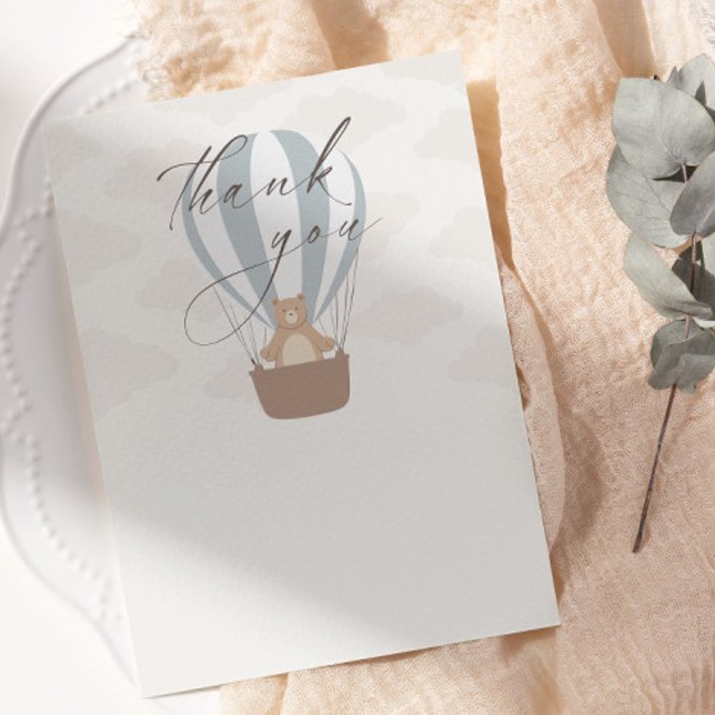 Carte De Remerciements On Peut Attendre | Baby Boy Blue Balloon Douche (Créateur téléchargé)