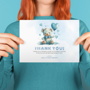 Carte De Remerciements On peut attendre Blue Teddy Bear