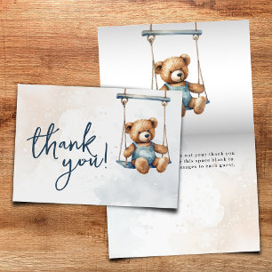 Carte De Remerciements On peut attendre Denim Teddy Bear Baby shower
