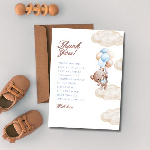 Carte De Remerciements on peut attendre le baby shower bleu aquarelle