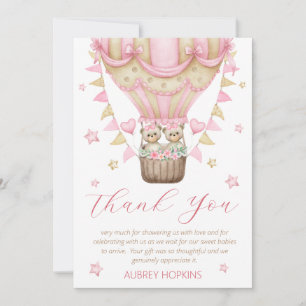 Carte De Remerciements On peut attendre le Baby shower de fille jumelle