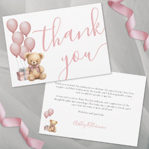 Carte De Remerciements On peut attendre le Baby shower de fille rose